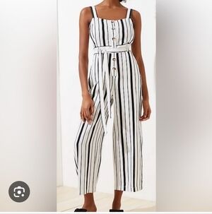 LOFT Plus Monochrome Striped Jumpsuit  Size 16